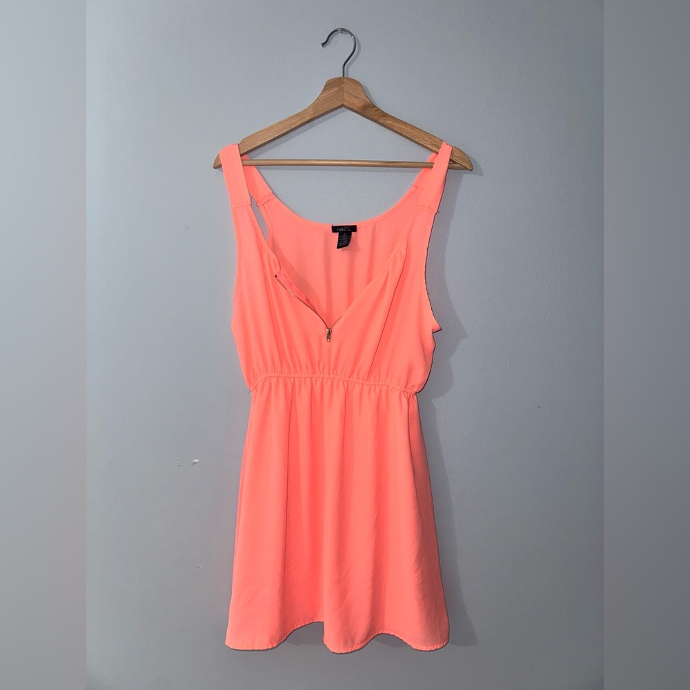 Neon salmon pink dress, size L, Rue21